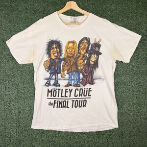 MOTLEY CRUE THE FINAL TOUR 2014 Hollywood DOUBLE SIDED SHIRT Large Caricature